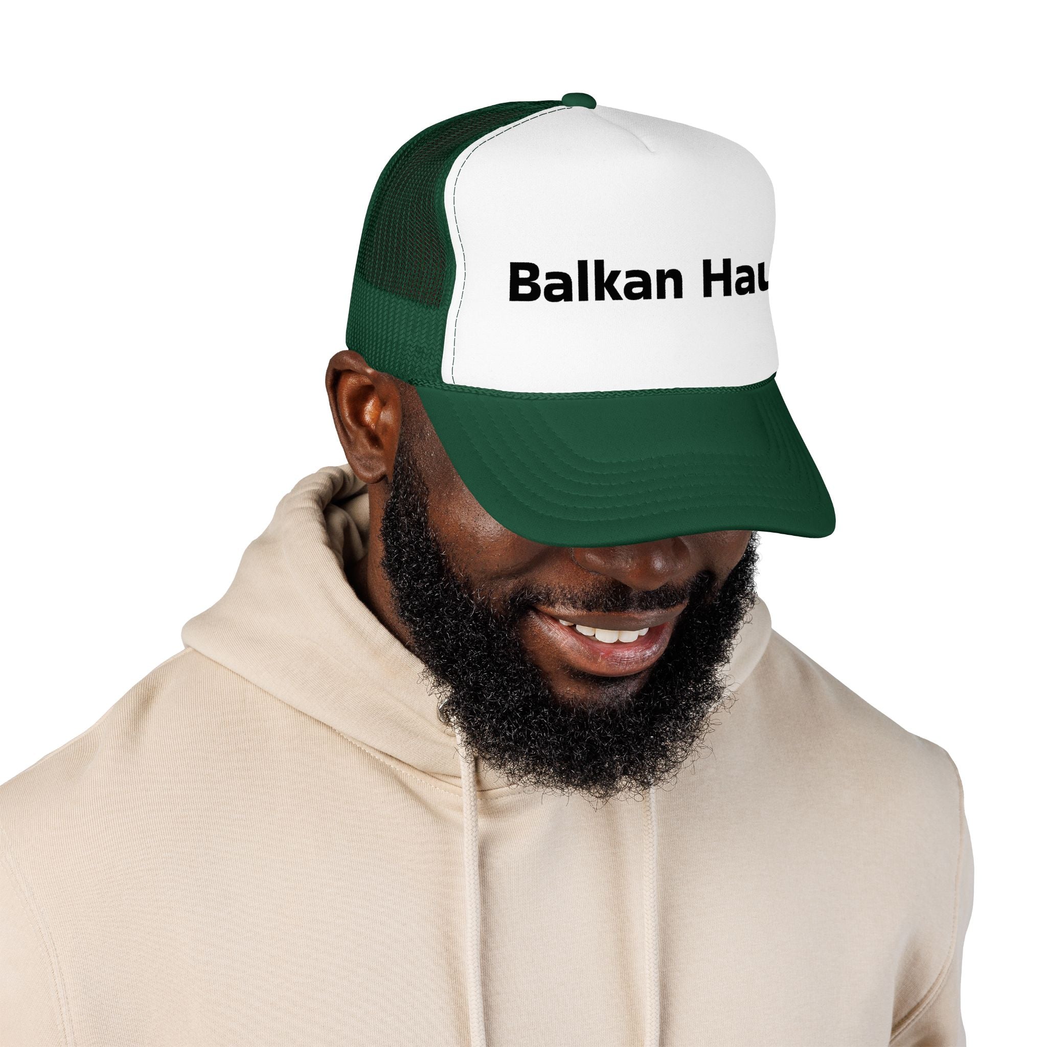 Balkan Haus Foam Trucker Hat — Mesh Back Logo Cap