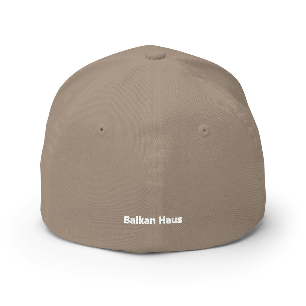 Balkan Haus Embroidered Cap — Minimal White Structured Hat