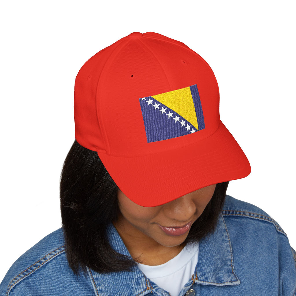 Bosnia Flag Embroidered Cap — Balkan Haus Closed‑Back Baseball Hat