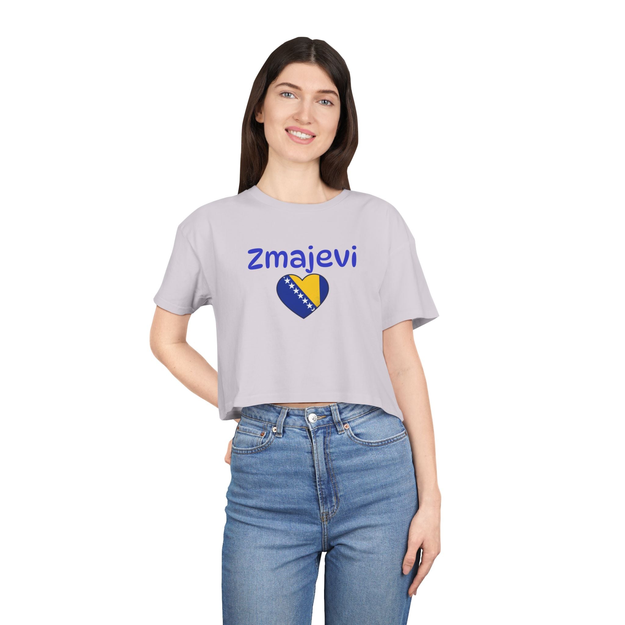 Zmajevi Heart Crop Tee – Bosnia Flag Love Women's Crop Top