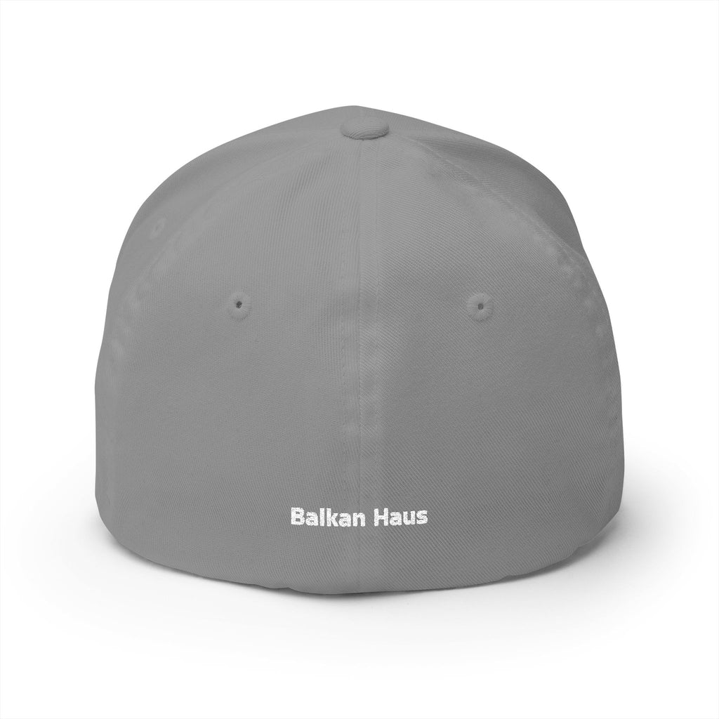 Balkan Haus Embroidered Cap — Minimal White Structured Hat
