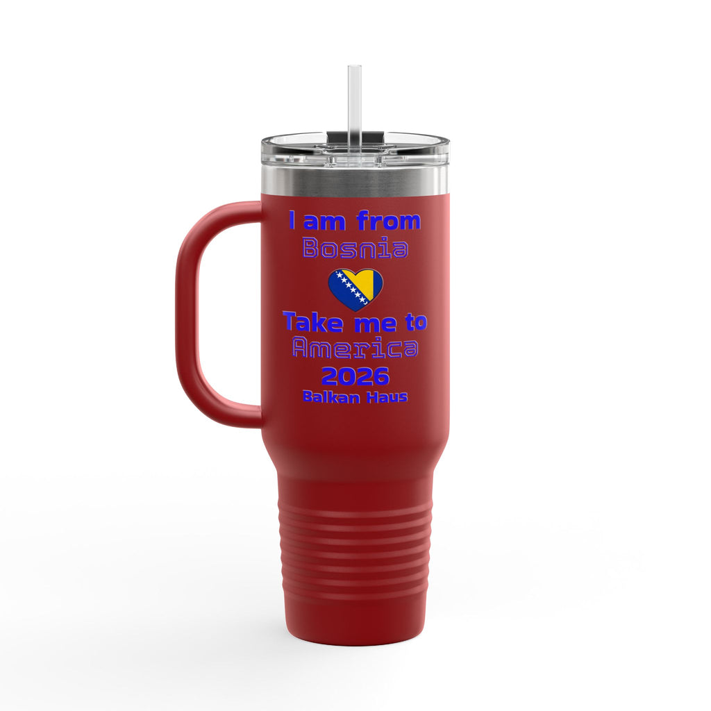 Bosnia World Cup 40oz Insulated Travel Mug - Soccer Fan Tumbler
